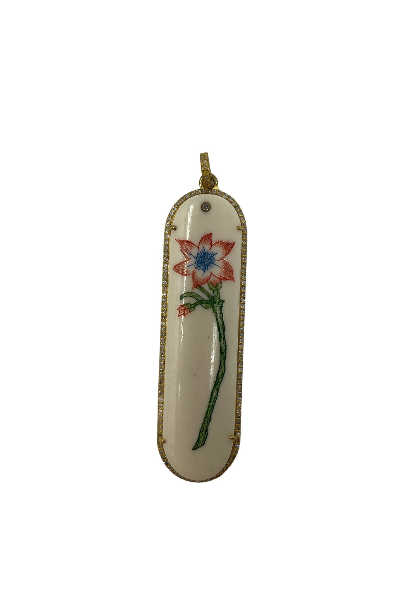 The Woods painted flower pendant - Vermillion