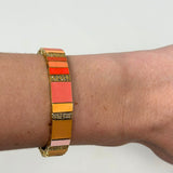 The Woods Pave and Mixed Orange Enamel Cuff - Vermillion