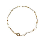 The Woods Pearl and Brass Link Necklace (trunk show) - Vermillion