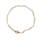 The Woods Pearl and Brass Link Necklace (trunk show) - Vermillion