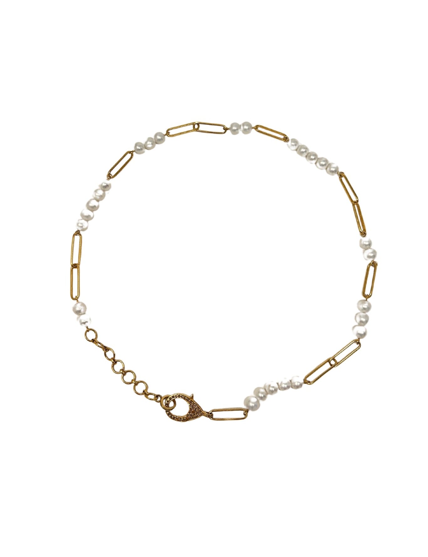 The Woods Pearl and Brass Link Necklace (trunk show) - Vermillion