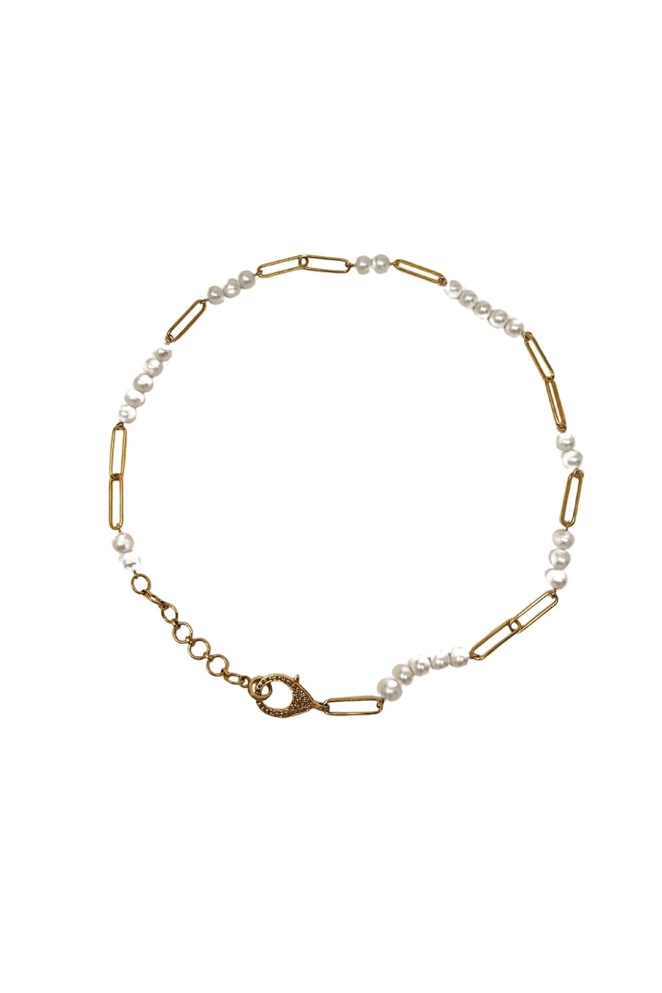 The Woods Pearl and Brass Link Necklace (trunk show) - Vermillion