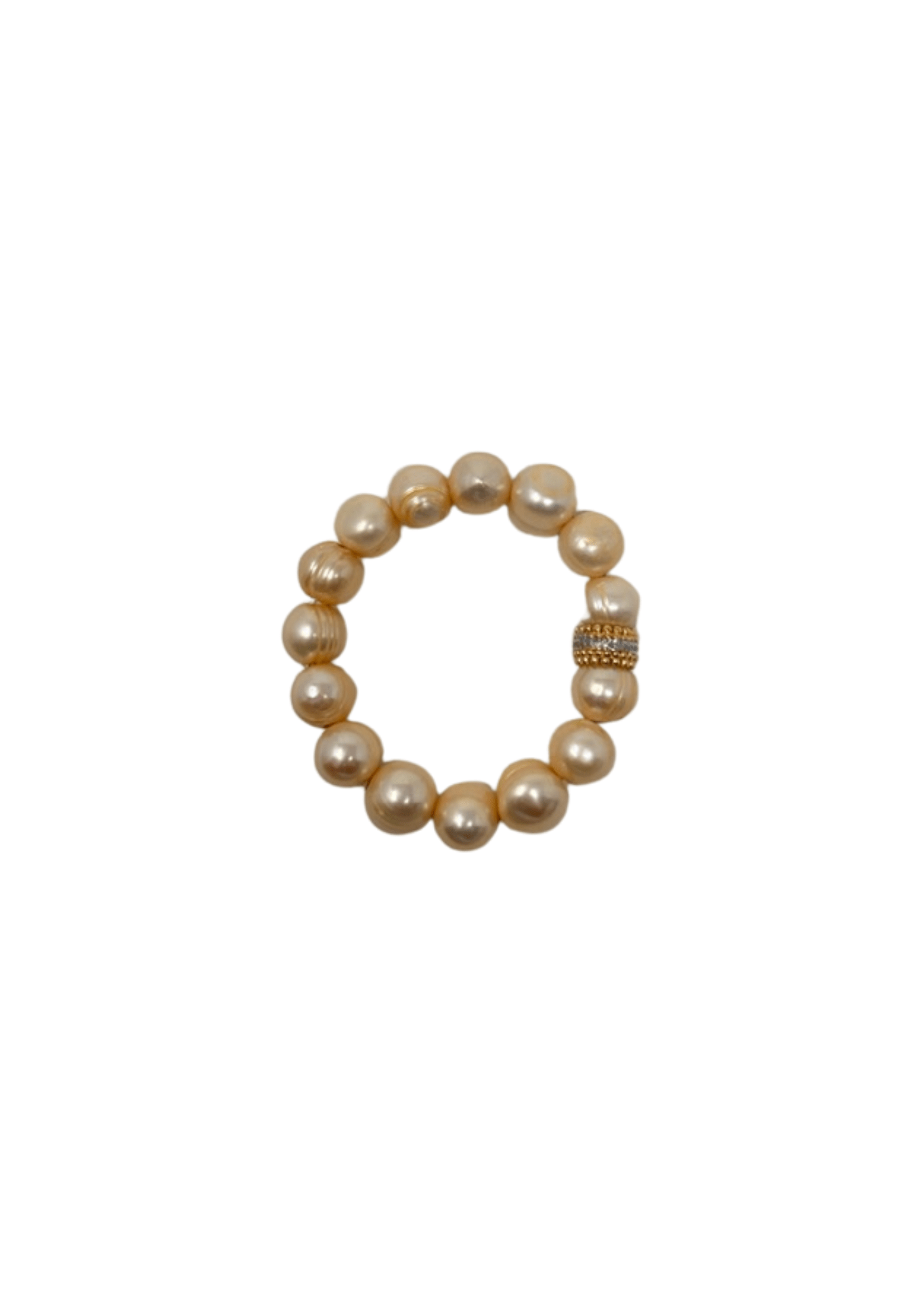 The Woods Pearl Beaded Bracelet with Brass Charm - Vermillion