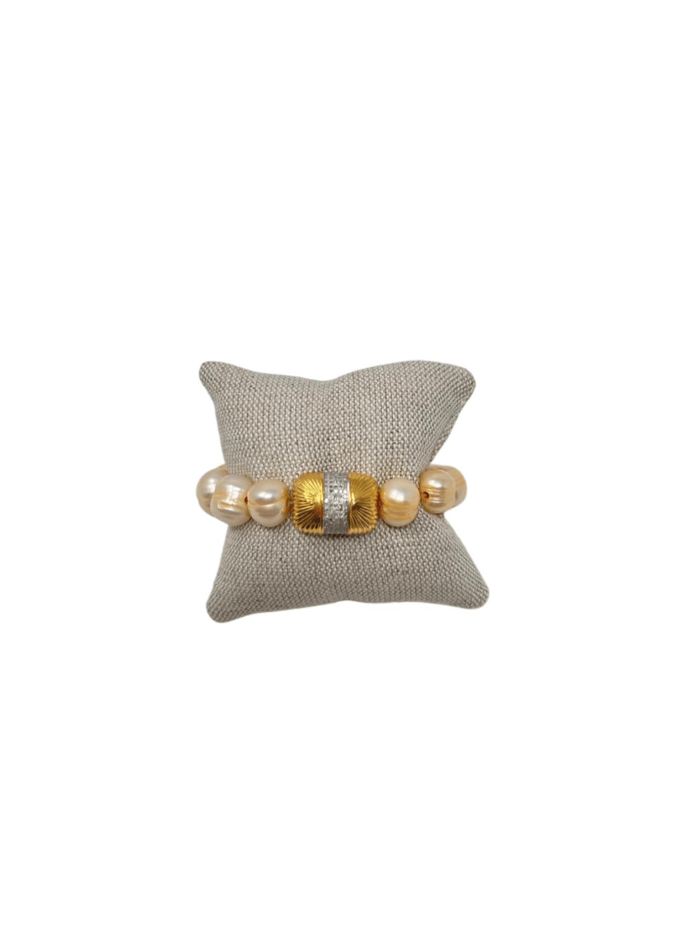 The Woods Pearl Beaded Bracelet with Brass Charm - Vermillion