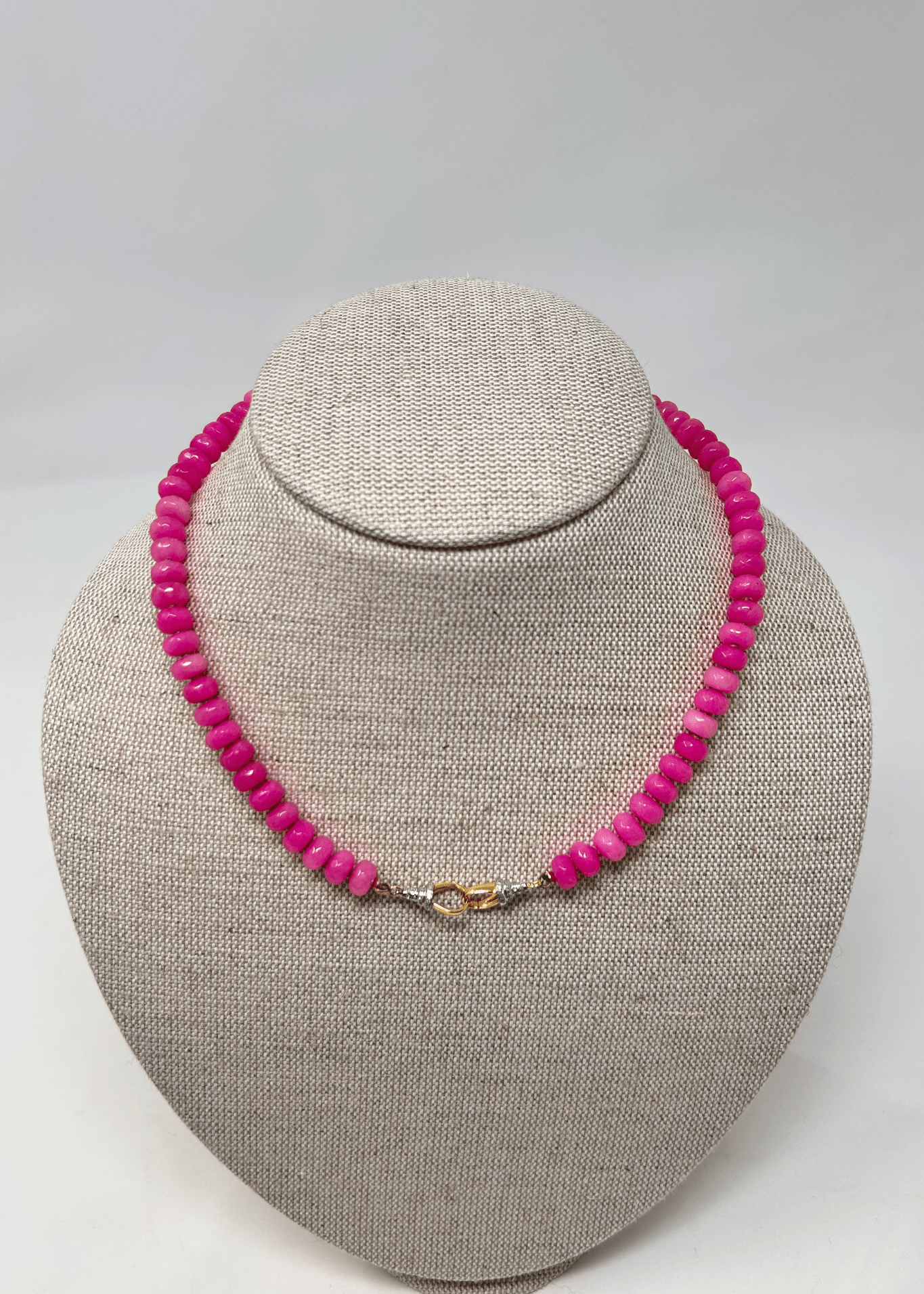 The Woods Pink Jade Beaded Necklace - Vermillion