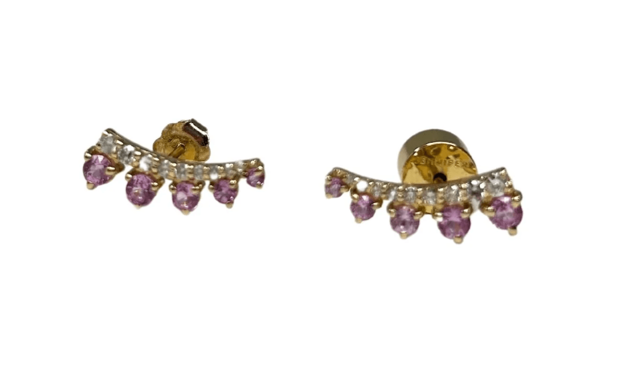 The Woods Pink Sapphire Crawler Earrings - Vermillion