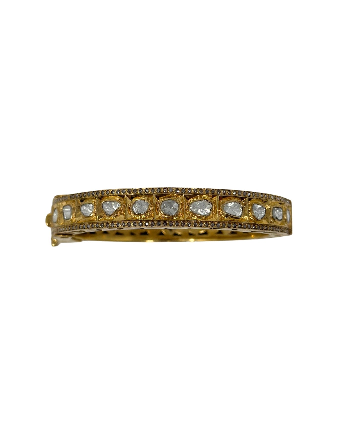 The Woods Rose Cut and Pave Diamond Bangle - Vermillion