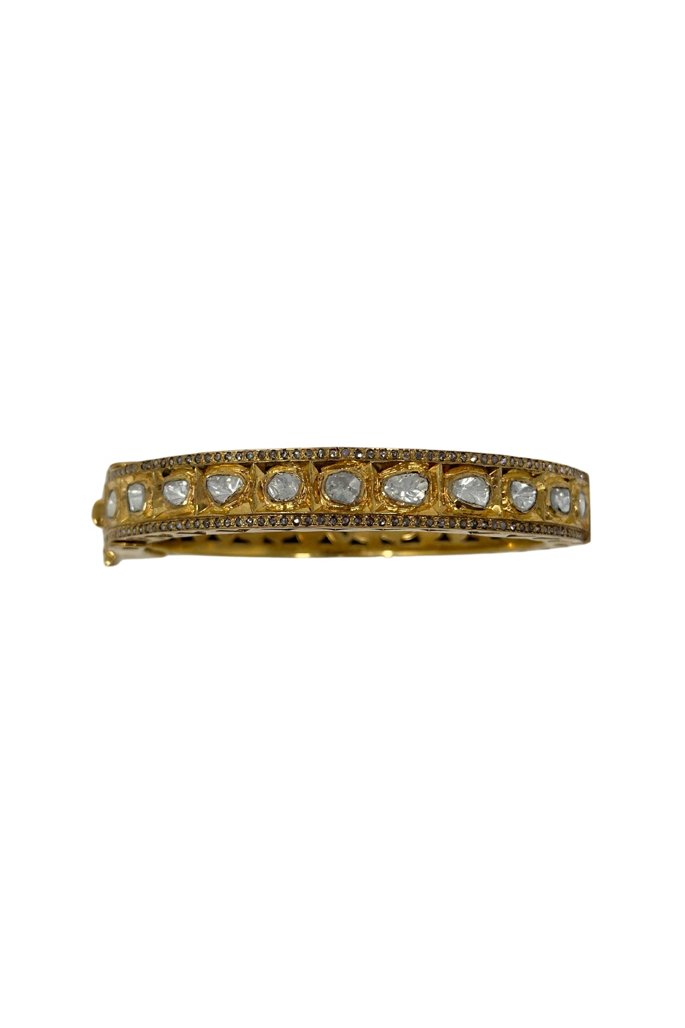 The Woods Rose Cut and Pave Diamond Bangle - Vermillion