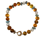 The Woods Short Amber, Pearl and Amazonite Necklace (trunk show) - Vermillion