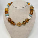 The Woods Short Amber, Pearl and Amazonite Necklace (trunk show) - Vermillion