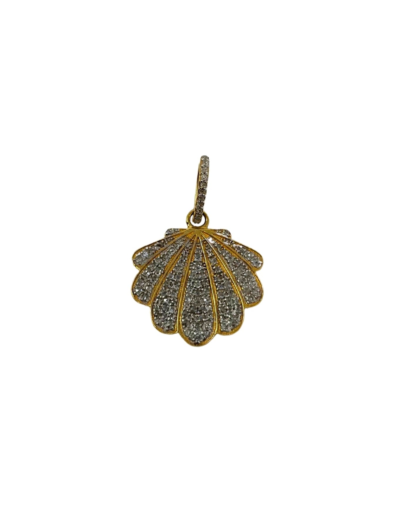 The Woods Small Pave Shell Pendant - Vermillion