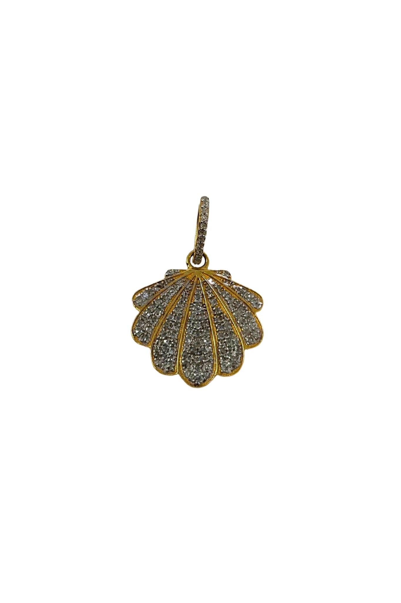 The Woods Small Pave Shell Pendant - Vermillion