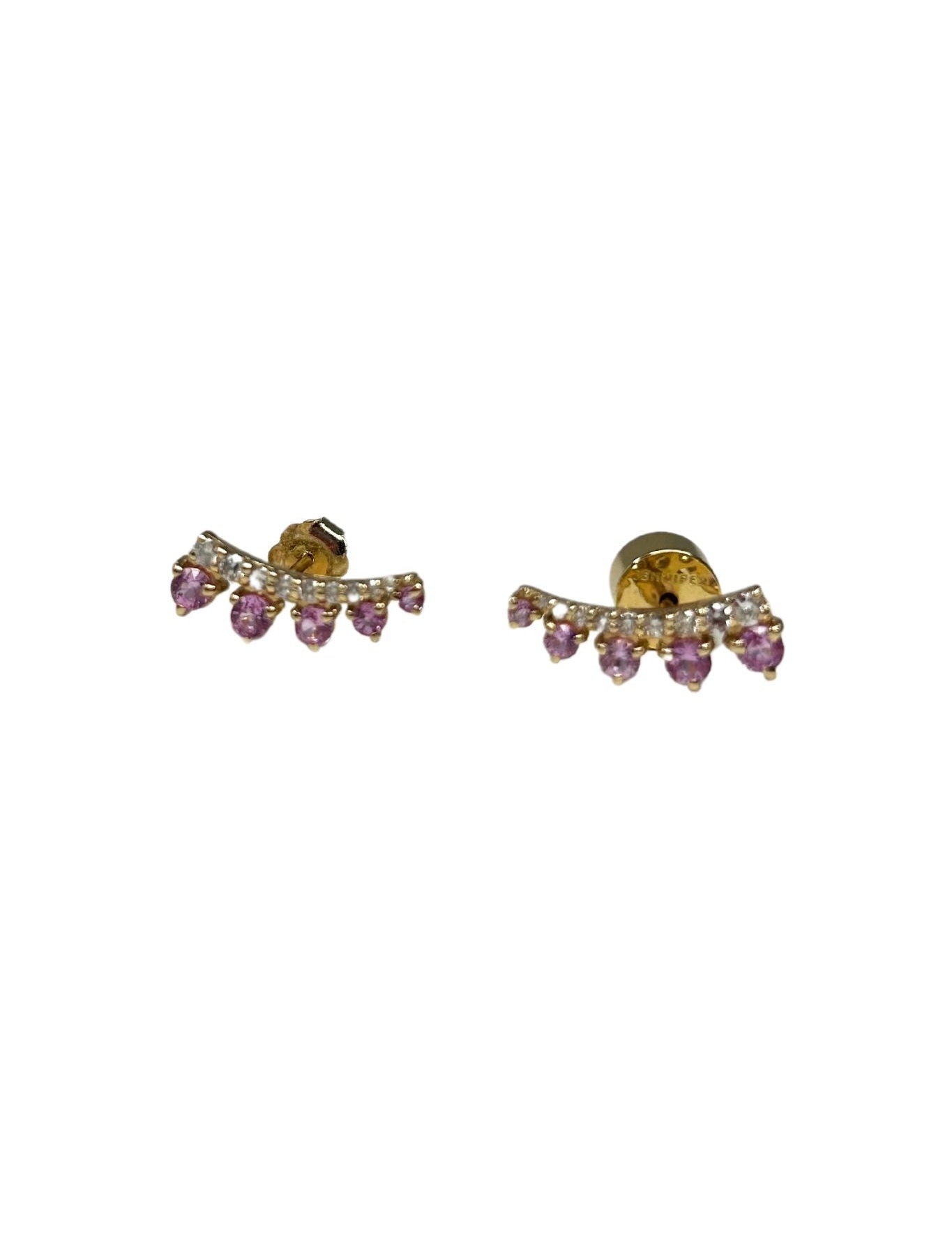 The Woods STOCK Pink Sapphire Crawler Earrings - Vermillion