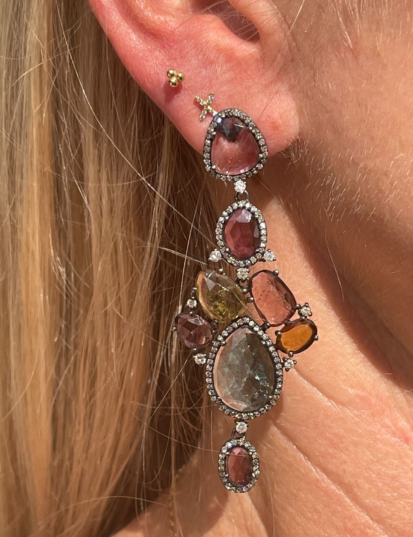 The Woods Tourmaline & Aquamarine Drop Earrings (trunk show) - Vermillion