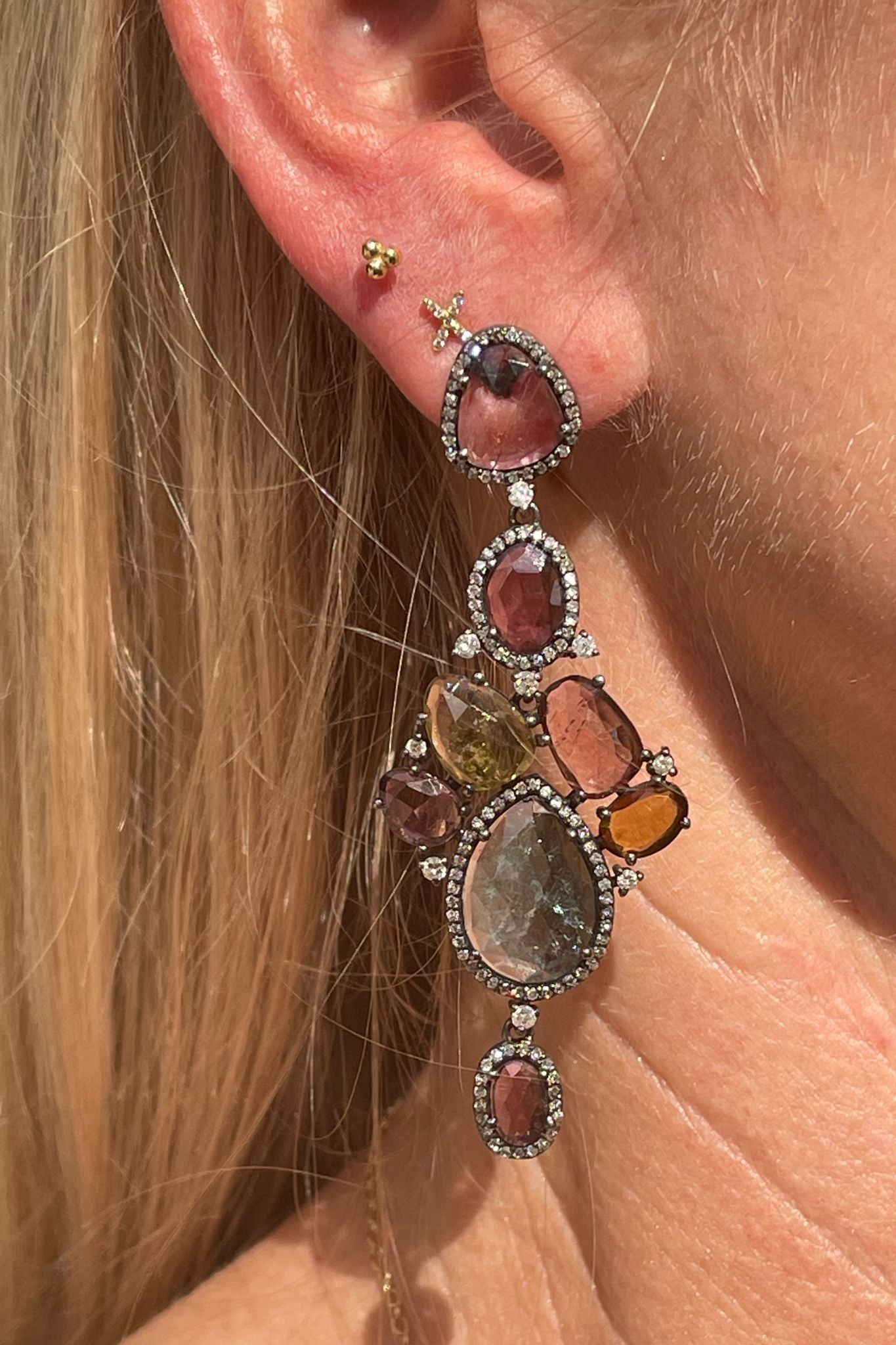 The Woods Tourmaline & Aquamarine Drop Earrings (trunk show) - Vermillion