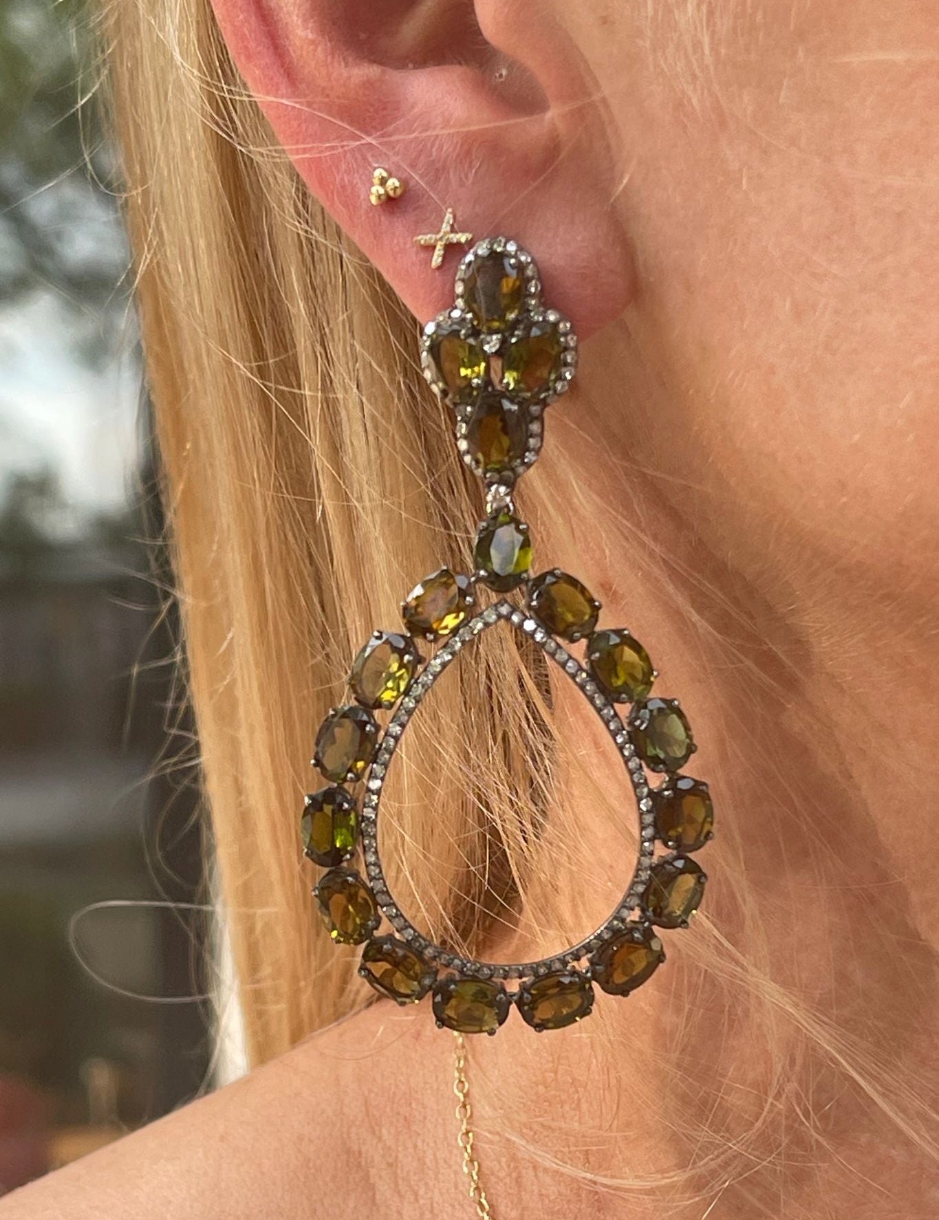 The Woods Tourmaline Teardrop Earrings (trunk show) - Vermillion