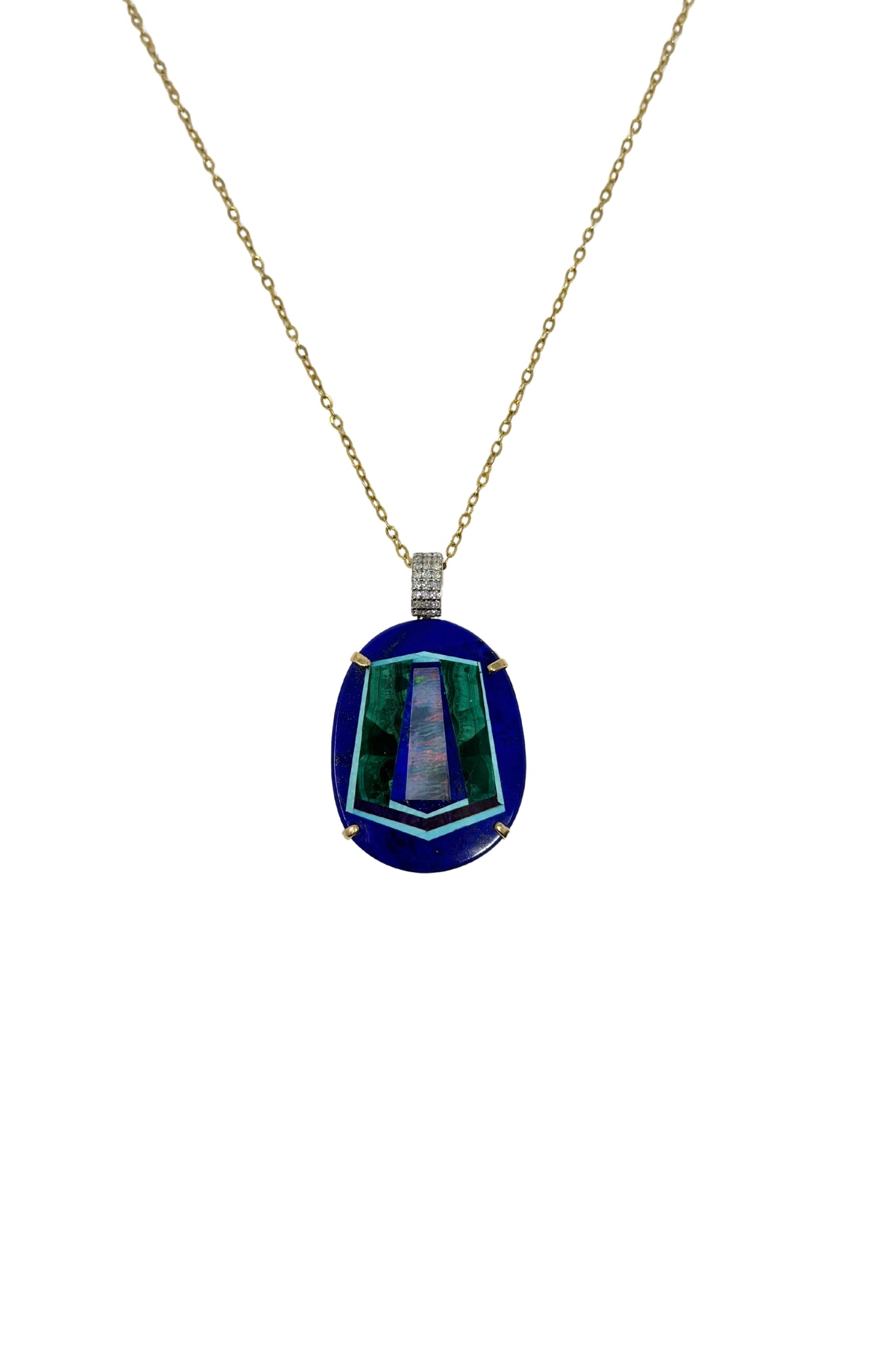 The Woods TS Necklace with Lapis, Opal, Malachite, Turquoise Pendant - Vermillion