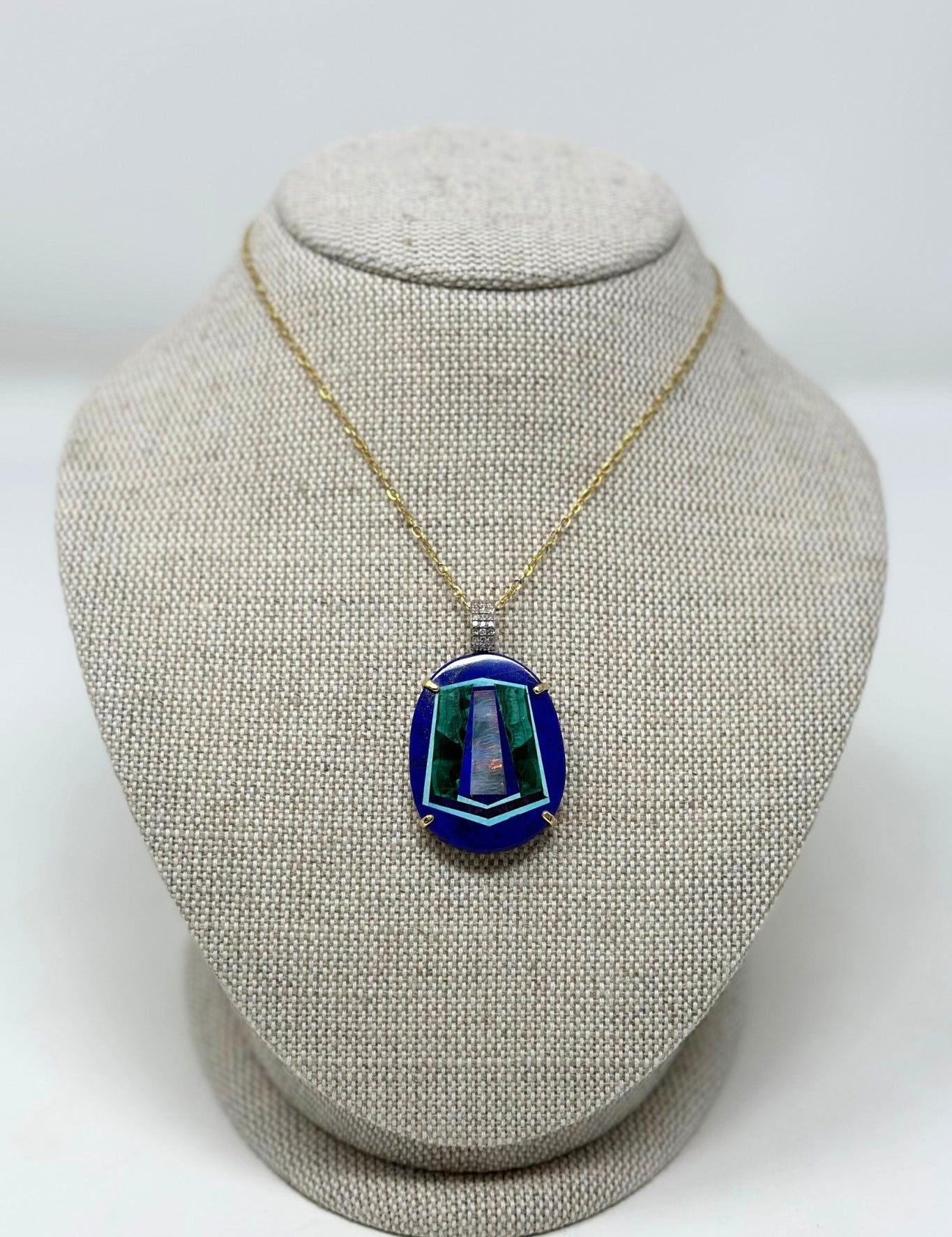 The Woods TS Necklace with Lapis, Opal, Malachite, Turquoise Pendant - Vermillion