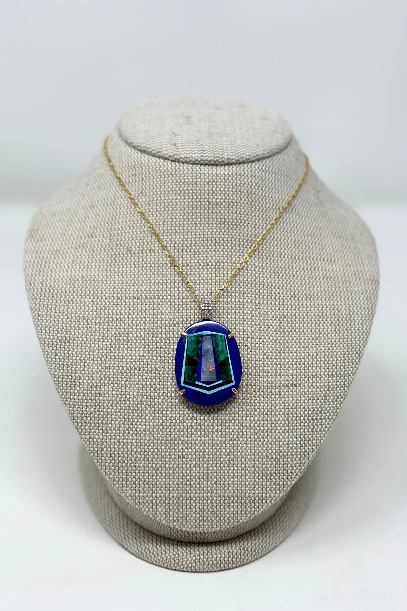 The Woods TS Necklace with Lapis, Opal, Malachite, Turquoise Pendant - Vermillion