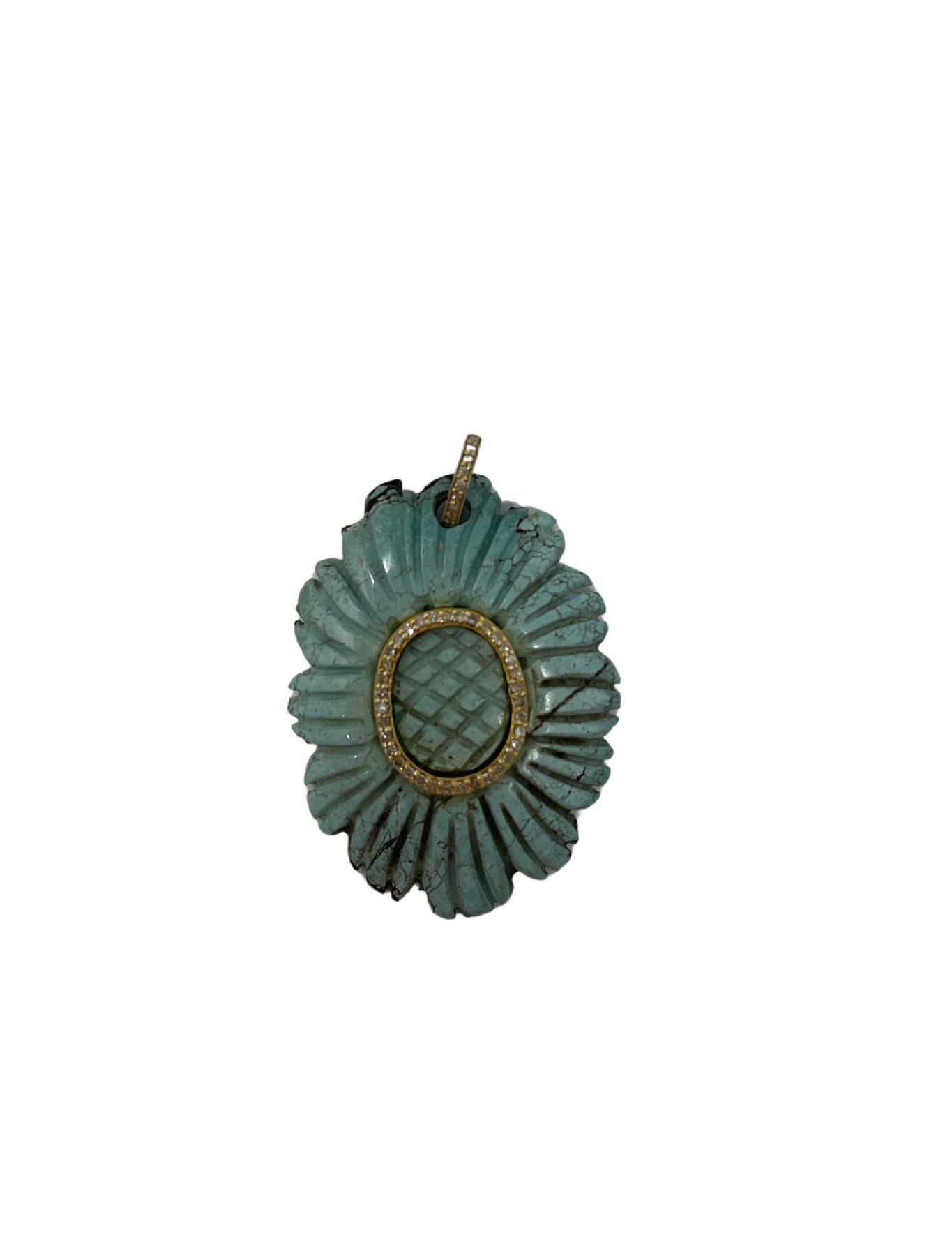 The Woods Turquoise flower pendant (trunk show) - Vermillion