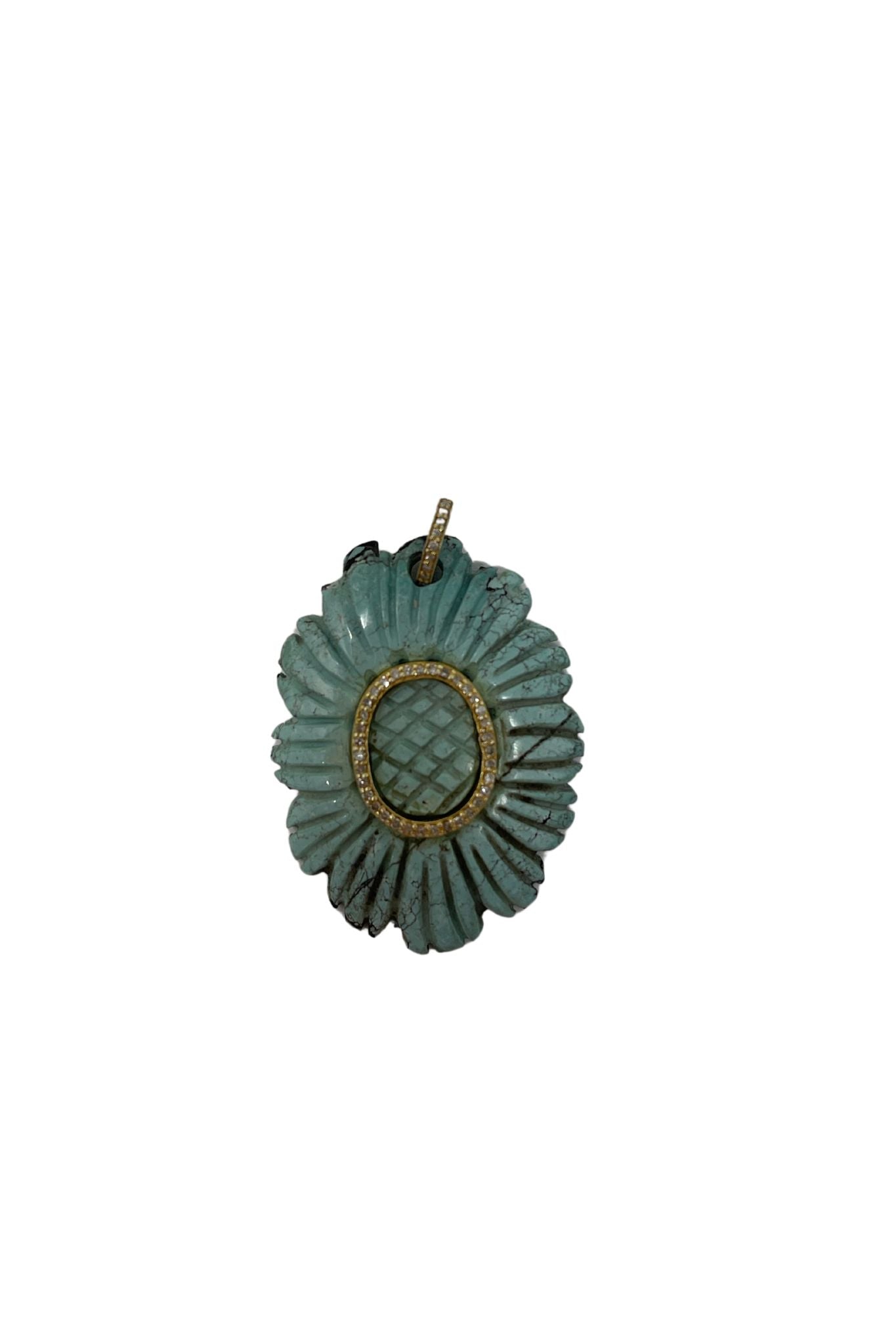 The Woods Turquoise flower pendant (trunk show) - Vermillion