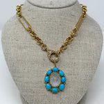 The Woods Turquoise & Moonstone Flower Pendant - Vermillion