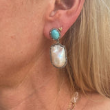 The Woods Turquoise & Pearl drop earrings (trunk show) - Vermillion