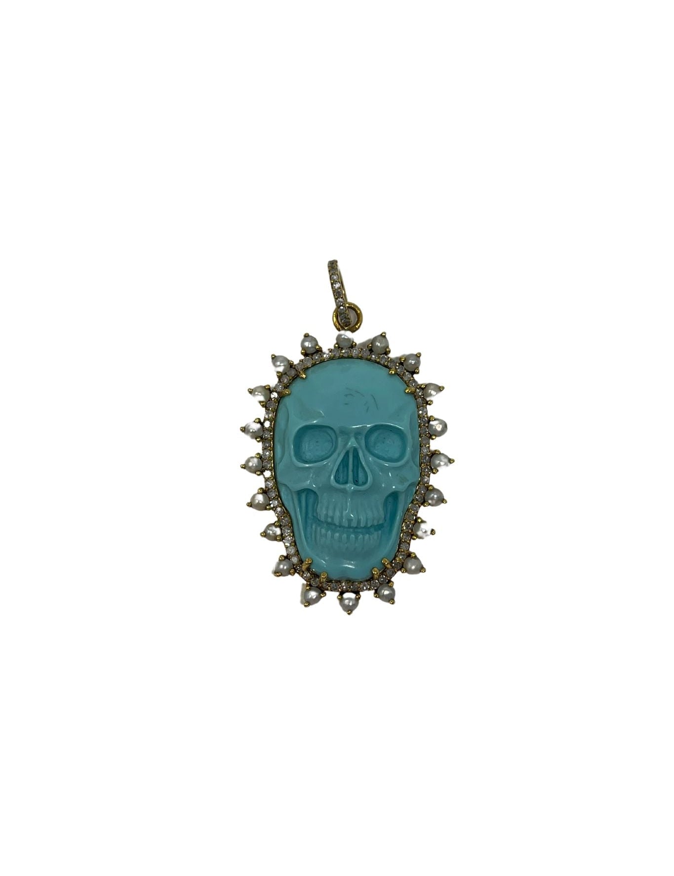 The Woods turquoise & pearl skull pendant (trunk show) - Vermillion