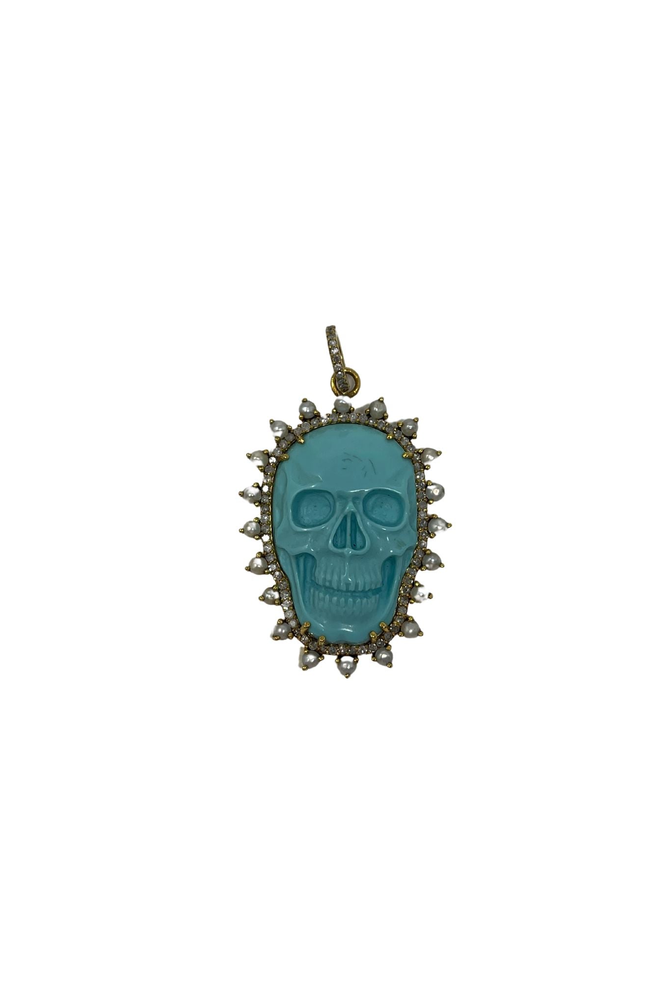 The Woods turquoise & pearl skull pendant (trunk show) - Vermillion