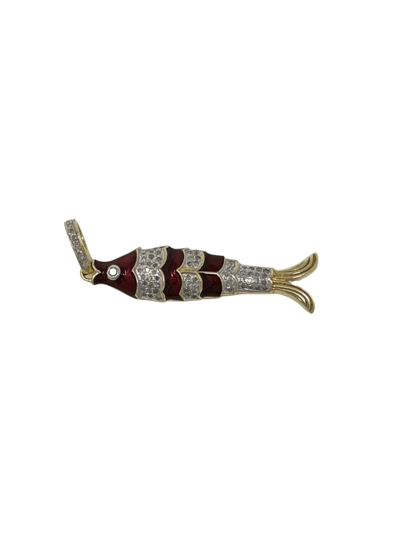 The Woods V1514 Enamel Fish Charm - Vermillion