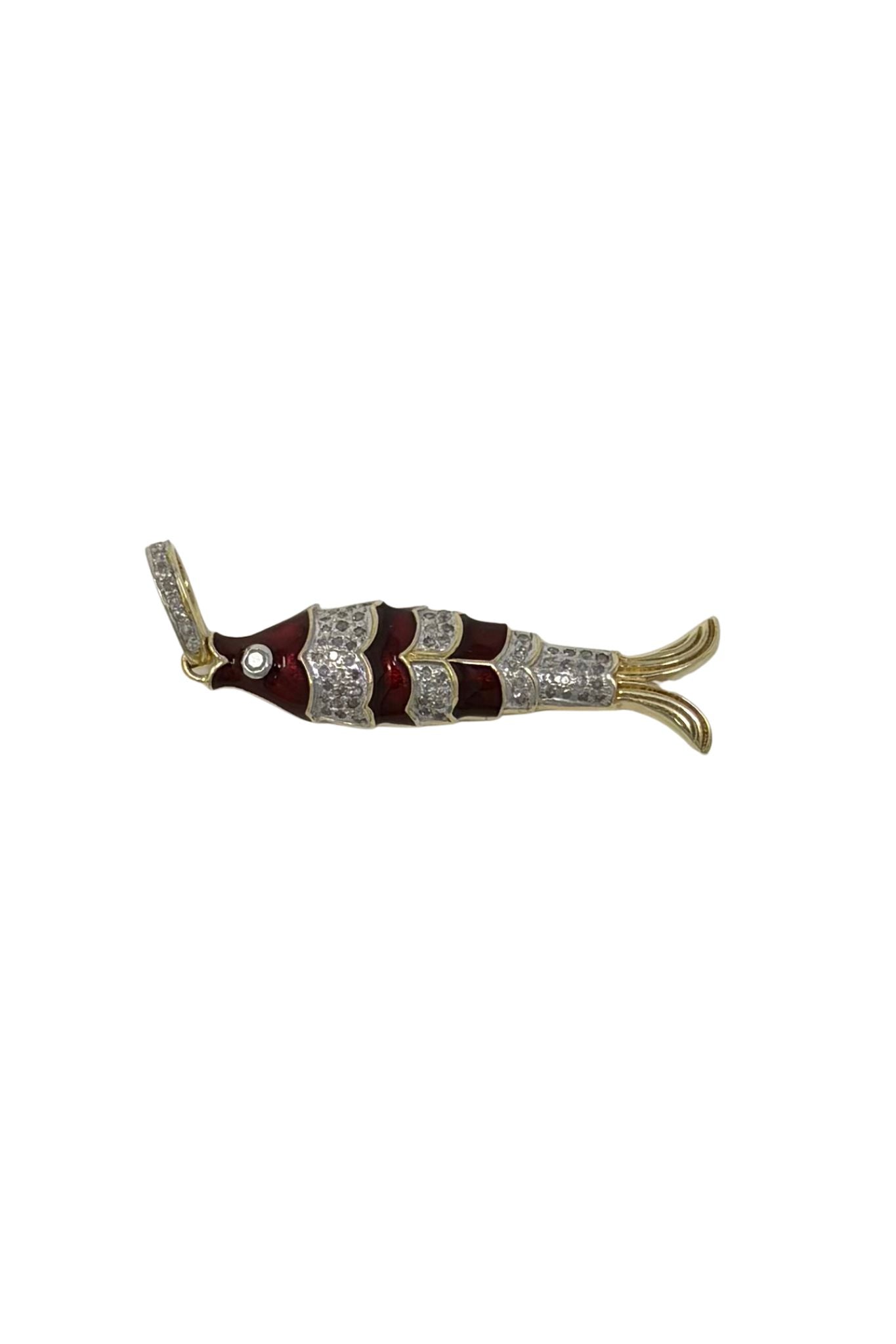 The Woods V1514 Enamel Fish Charm - Vermillion