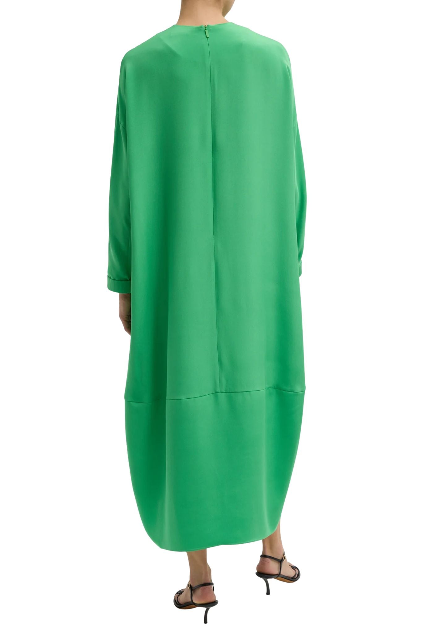 Tibi 4 Ply Silk Long Sleeve Cocoon Dress - Vermillion