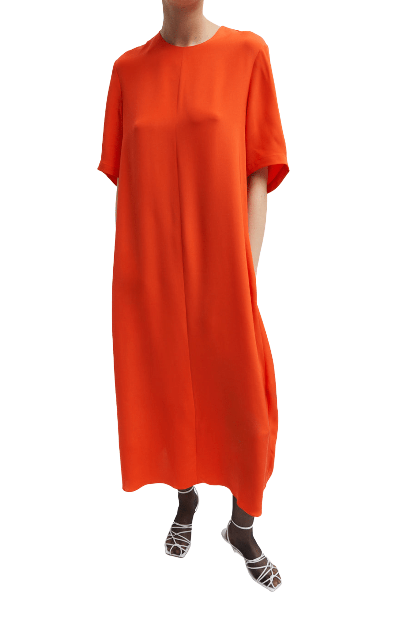 Tibi 4 Ply Silk T-shirt Dress - Vermillion