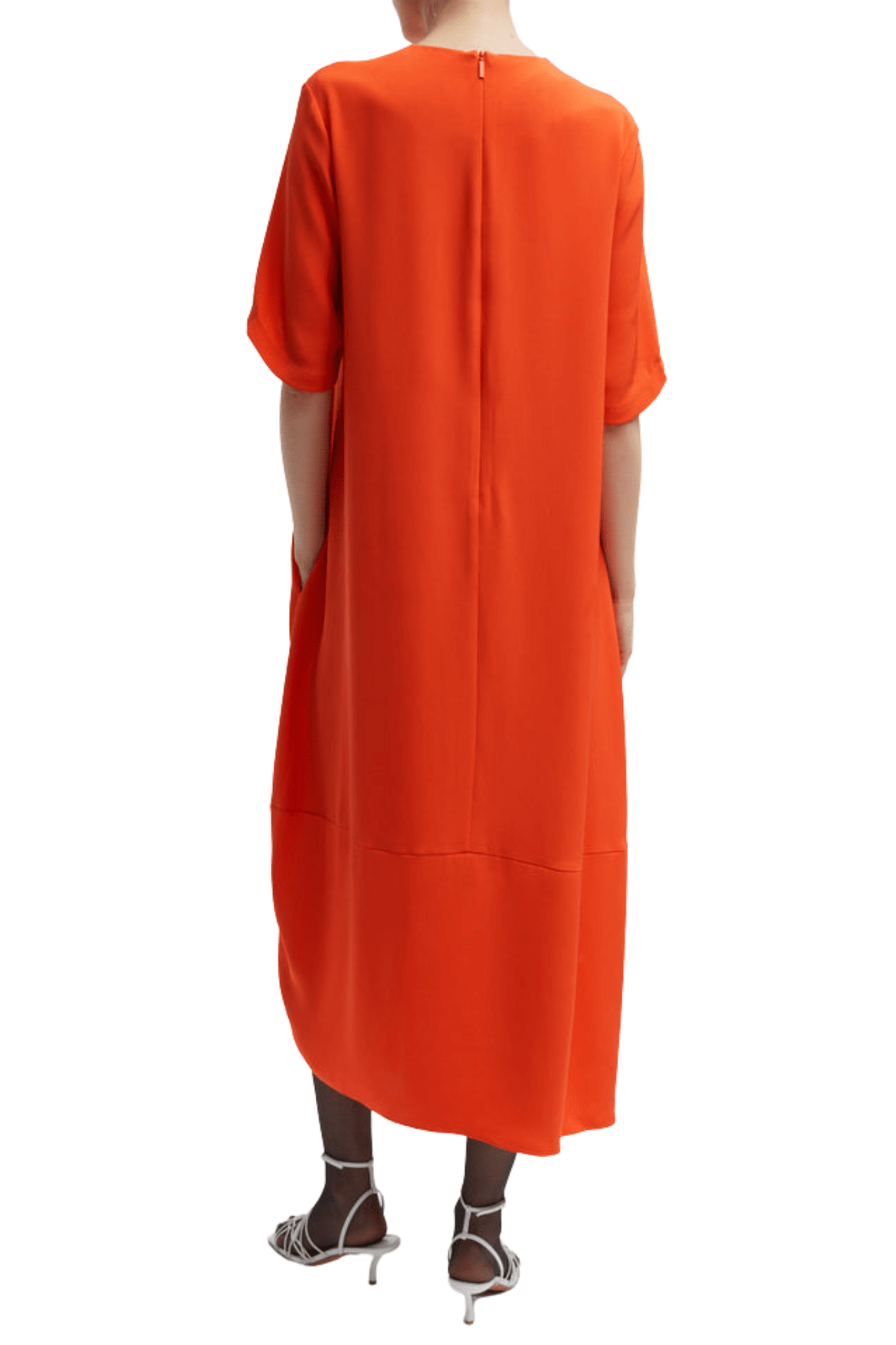 Tibi 4 Ply Silk T-shirt Dress - Vermillion