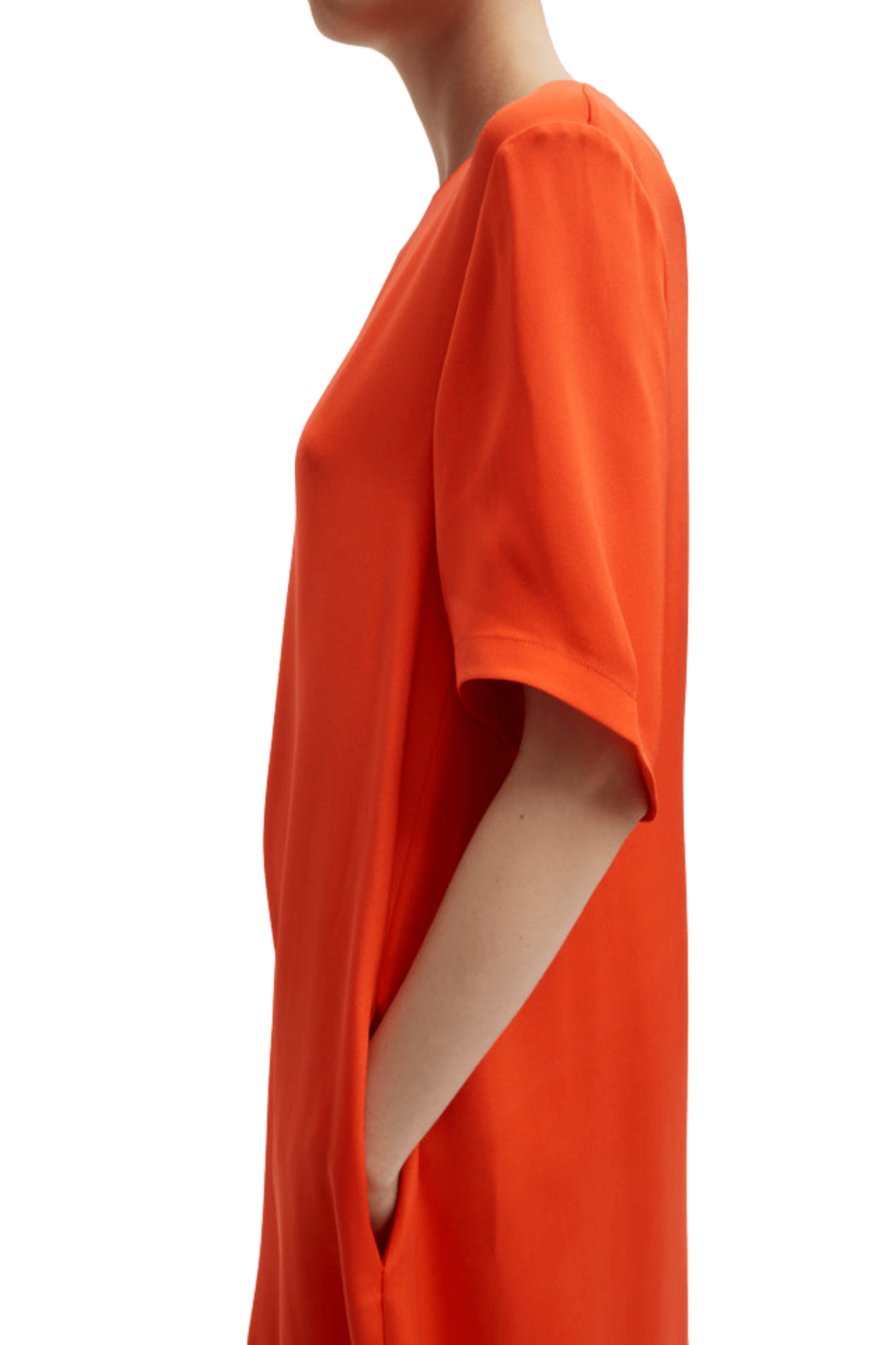 Tibi 4 Ply Silk T-shirt Dress - Vermillion