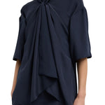 Tibi 4 Ply Silk Tie Front Top - Vermillion