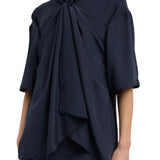 Tibi 4 Ply Silk Tie Front Top - Vermillion