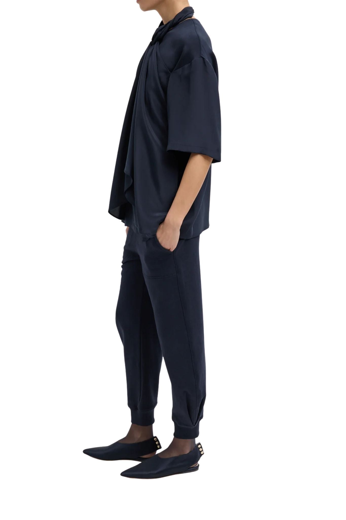 Tibi 4 Ply Silk Tie Front Top - Vermillion