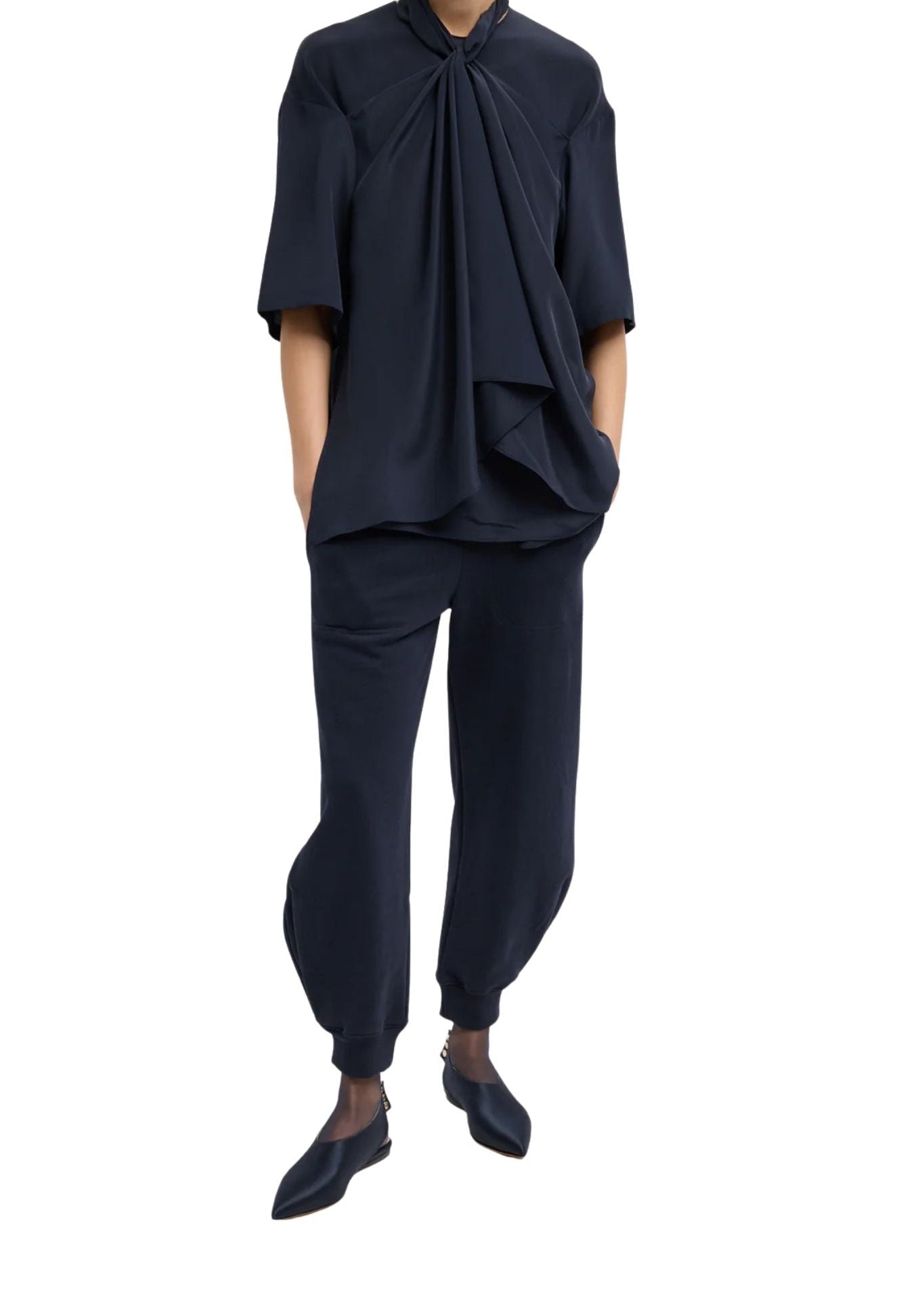 Tibi 4 Ply Silk Tie Front Top - Vermillion