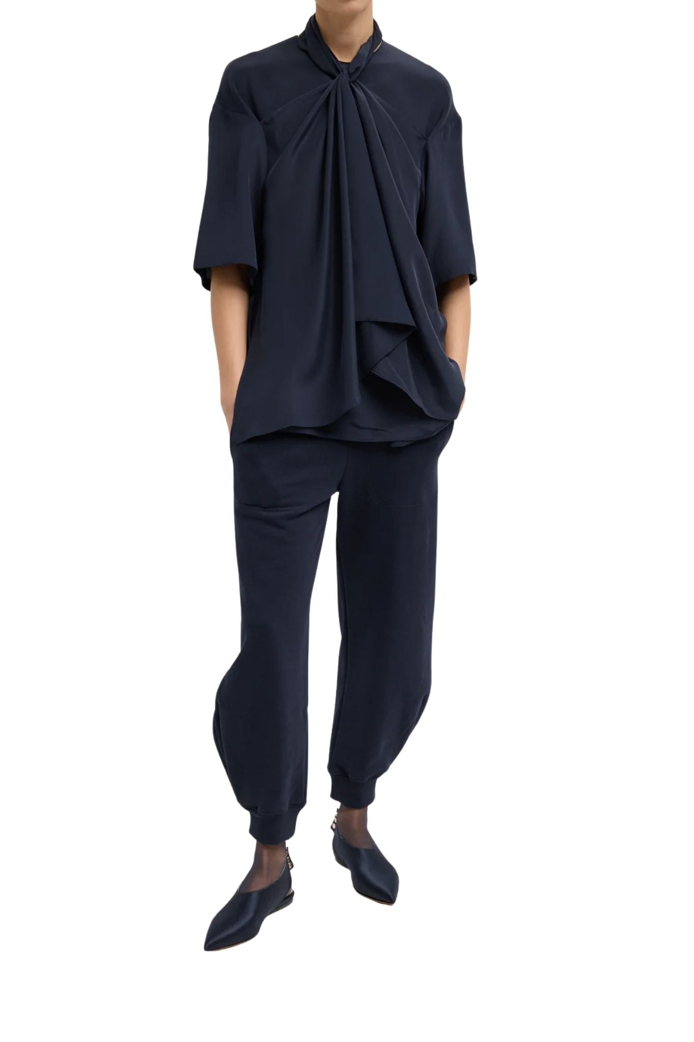 Tibi 4 Ply Silk Tie Front Top - Vermillion