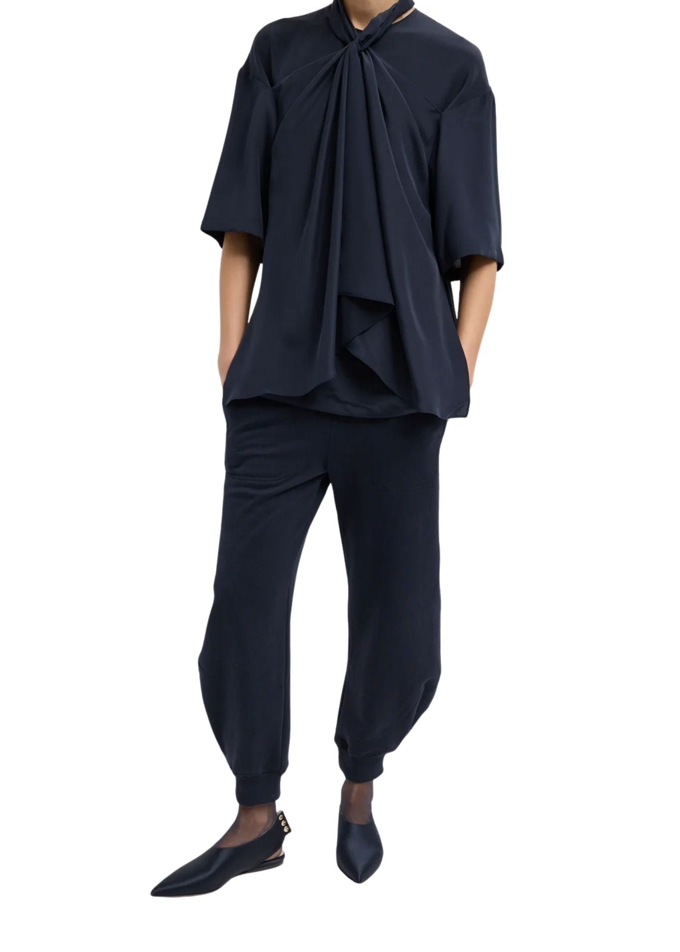 Tibi 4 Ply Silk Tie Front Top - Vermillion