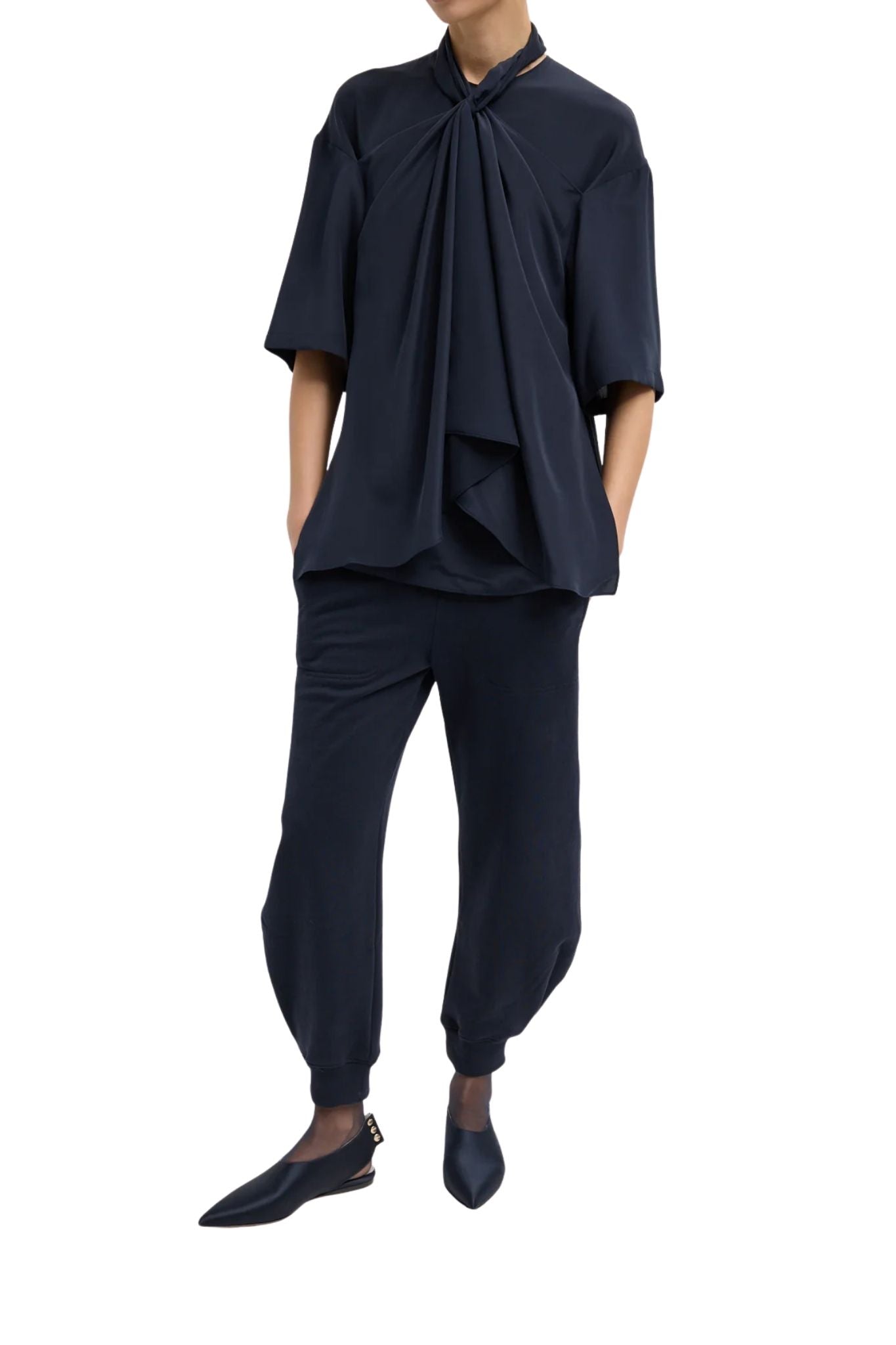 Tibi 4 Ply Silk Tie Front Top - Vermillion