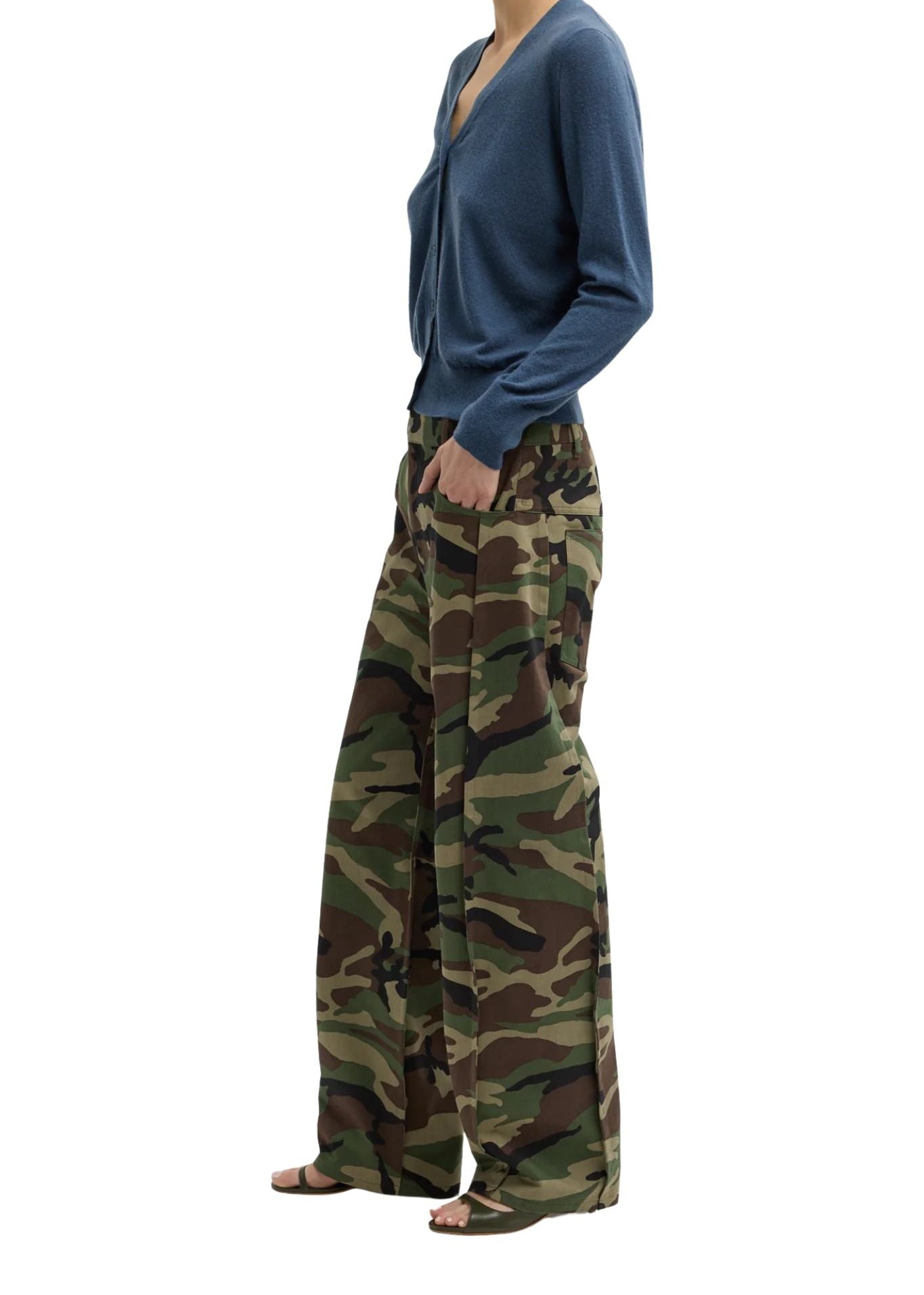 Tibi Camouflage Twill Tuck Jean - Vermillion