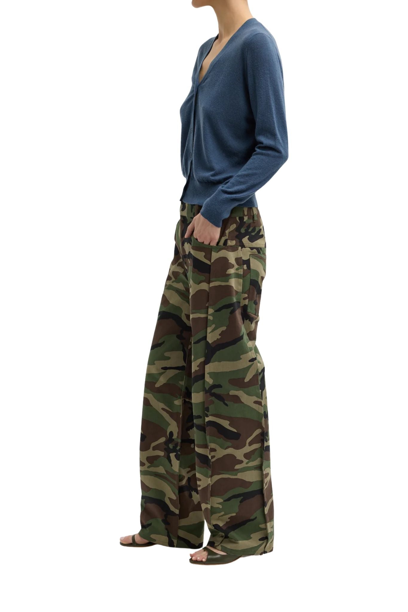 Tibi Camouflage Twill Tuck Jean - Vermillion