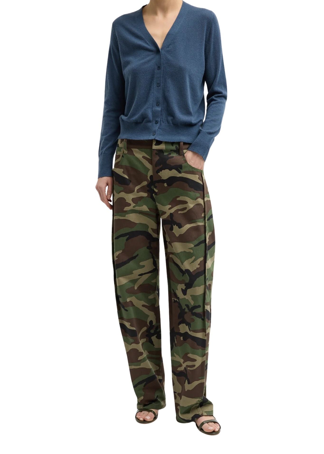 Tibi Camouflage Twill Tuck Jean - Vermillion