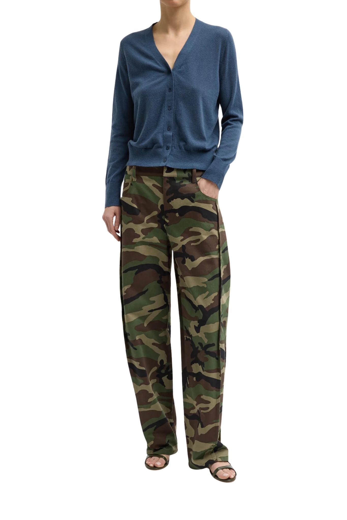Tibi Camouflage Twill Tuck Jean - Vermillion