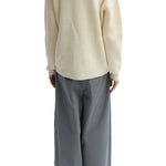 Tibi Cardigan Stitch Split Front Crewneck Easy Pullover - Vermillion