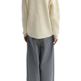 Tibi Cardigan Stitch Split Front Crewneck Easy Pullover - Vermillion