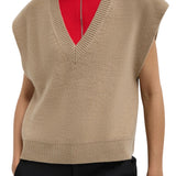 Tibi Cardigan Stitch Sweater Vest with Removable Dickie - Vermillion