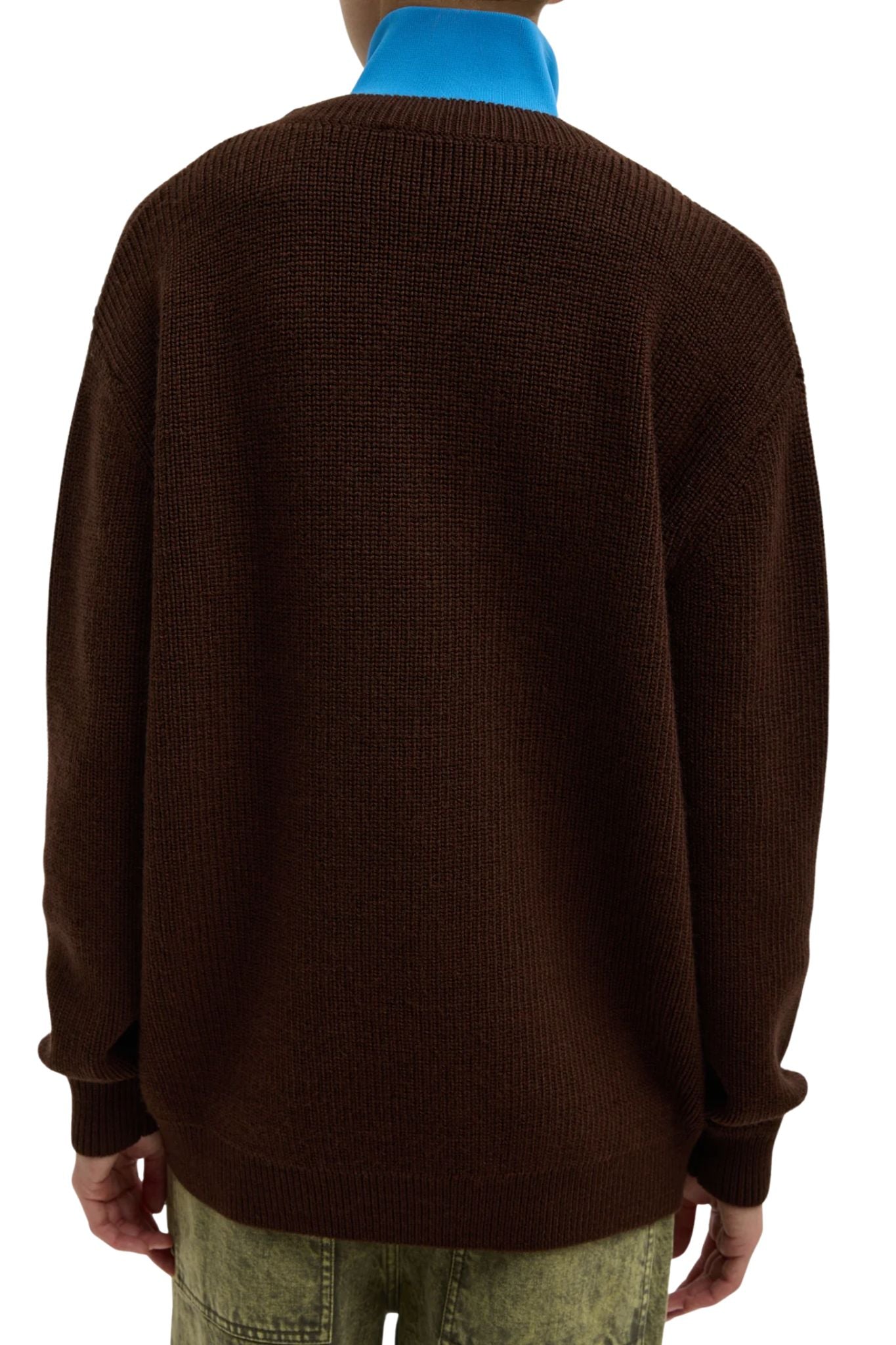 Tibi Cardigan Stitch V Neck with Removable Dickie - Vermillion